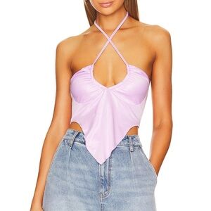 Revolve Devon Halter Top in Metallic Lavender